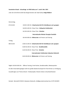 Faszination Schach - Schachtage im FMZ Soltau am 7. und 8. Mai