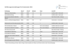 Einf&uuml;hrungsveranstaltungen f&uuml;r Erstsemester 2015
