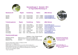 Veranstaltungen 2. Semester 2013 im Yoga Institut Nürnberg e.V.