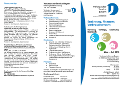 Ernährung, Finanzen, Verbraucherrecht