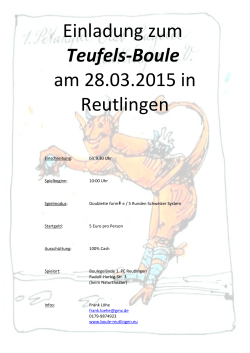 Einladung zum Teufels-Boule am 28.03.2015 in Reutlingen