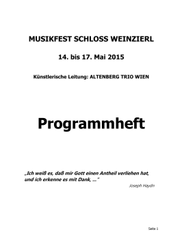 Programmheft Musikfest Schloss Weinzierl 2015