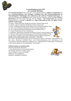 Veranstaltungsprogramm der Gemeinde Beckingen 2015 zum