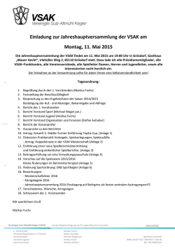 Jahreshauptversammlung 2015