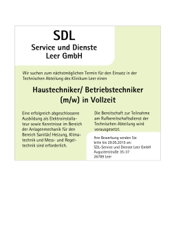 (m/w) in Vollzeit Service und Dienste Leer GmbH