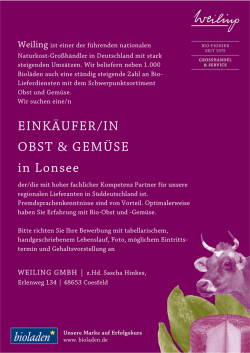 EINK&Auml;UFER/IN OBST & GEM&Uuml;SE in Lonsee