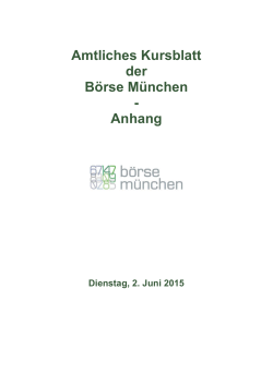 Amtliches Kursblatt der Börse München - Anhang