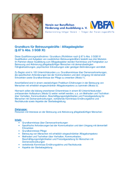 Grundkurs f&uuml;r Betreuungskr&auml;fte / Alltagsbegleiter (&sect; 87 b Abs