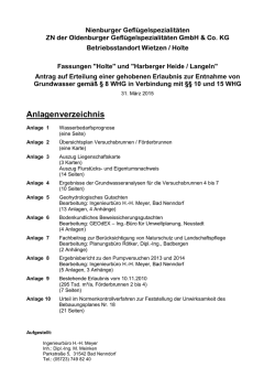 Anlagenverzeichnis - Nienburger Geflügelspezialitäten