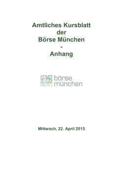 Anhang zum Kursblatt