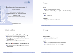 Grundlagen der Programmierung 2 [1.5ex] Oganisatorisches [2ex