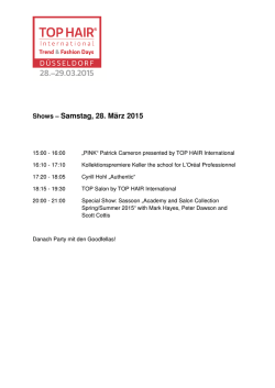 Shows &ndash; Samstag, 28. M&auml;rz 2015