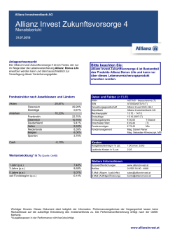 Allianz Invest Zukunftsvorsorge 4 KEIN OEFFENTLICHES ANGEBOT