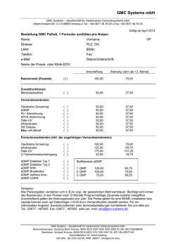 Bestellung Preisliste GMC PaDok