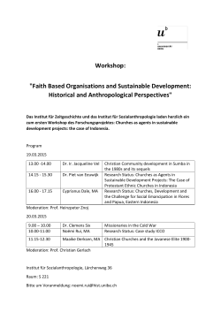 Workshop: "Faith Based Organisations and Sustainable