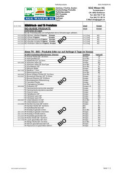 BIO - Produkte-Liste
