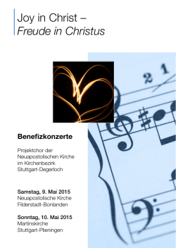 Joy in Christ &ndash; Freude in Christus - Bezirk Stuttgart