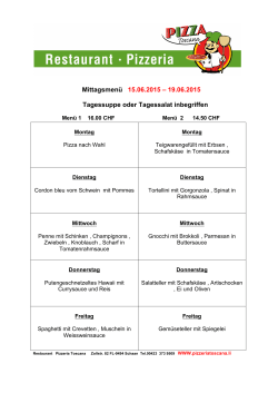 Mittagsmenü 15.06.2015 - Pizzeria Toscana, Schaan