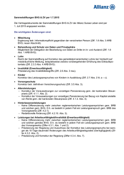 Die wichtigsten &Auml;nderungen per 01.07.2015