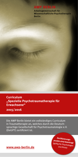 „Spezielle Psychotraumatherapie für Erwachsene