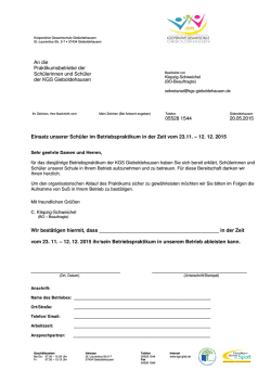 Antwortschreiben der Betriebe Klasse 9 Gym
