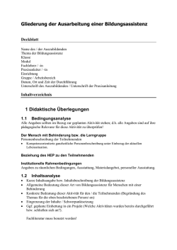 Gliederung der Ausarbeitung einer Bildungsassistenz 1 Didaktische