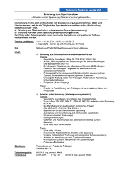 Schulung zum Sperrkassierer - Arbeiten unter Spannung