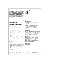 Mitarbeiter/ Mitarbeiterin (80%) - Universit&auml;tssport