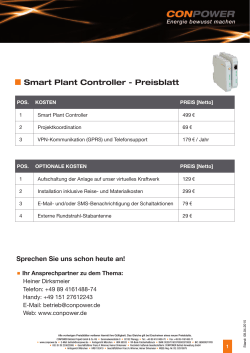 Smart Plant Controller - Preisblatt