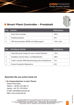 Smart Plant Controller - Preisblatt