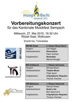 Vorbereitungskonzert für das Kantonale Musikfest Sempach