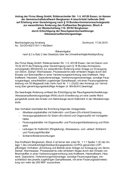 Antrag der Firma Steag GmbH, Rüttenscheider Str. 1
