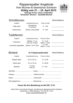 Rappenspalter Angebote - Blumenb&ouml;rse Z&uuml;rich