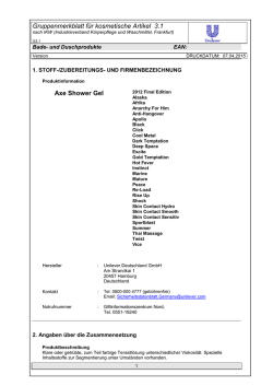 Gruppenmerkblatt f&uuml;r kosmetische Artikel 3.1 Axe Shower Gel