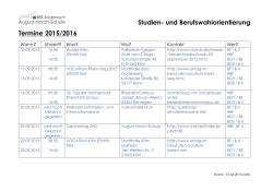 Studien- und Berufswahlorientierung Termine 2015/2016