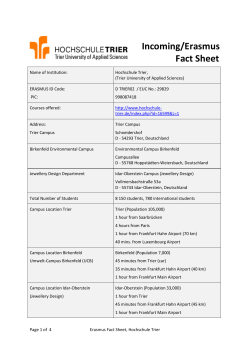 Incoming/Erasmus Fact Sheet