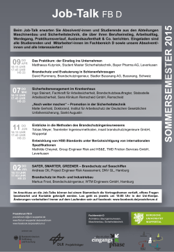 Job-Talk SS2015 - Architektur, Bauingenieurwesen, Maschinenbau