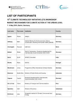 LIST OF PARTICIPANTS - Climate Technology Initiative