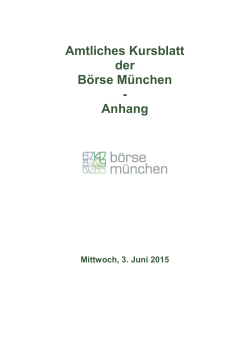 Amtliches Kursblatt der Börse München - Anhang