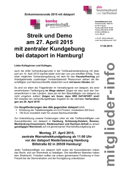 Streik und Demo am 27. April 2015 mit zentraler