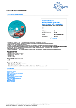 Titelinformationen Arbeitsblätter Kraftfahrzeugtechnik Lernfelder 5
