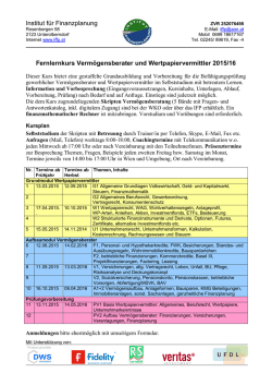 Fernlernkurs Verm&ouml;gensberater und Wertpapiervermittler 2015/16