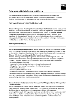 Nahrungsmittelintoleranz vs Allergie