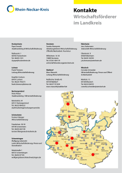 Kontakte Wirtschaftsförderer im Landkreis - Rhein-Neckar