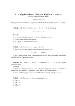 3. Aufgabenblatt: Lineare Algebra 1 (Lehramt)