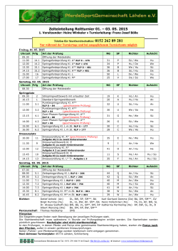 Zeiteinteilung Reitturnier 01. – 03. 05. 2015
