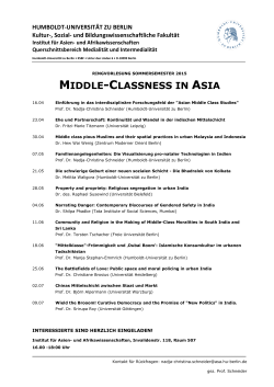 Programm der Ringvorlesung - Institut für Asien