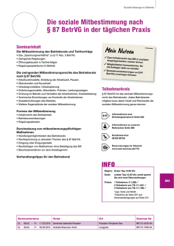 Die soziale Mitbestimmung nach &sect; 87 BetrVG in der t&auml;glichen