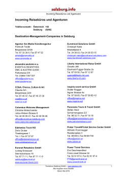 Incoming Reisebüros und Agenturen - Salzburg www.euronet