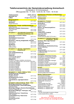 Telefonverzeichnis der Gemeindeverwaltung Ammerbuch